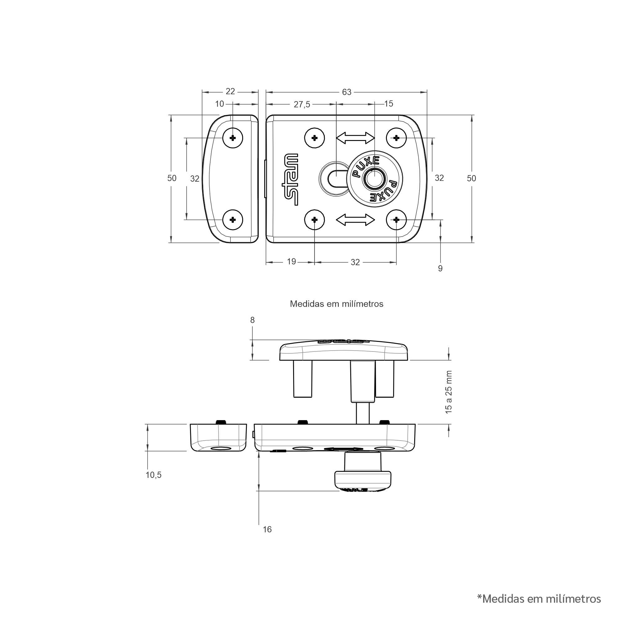 Desenho técnico - Fechadura Livre/Ocupado