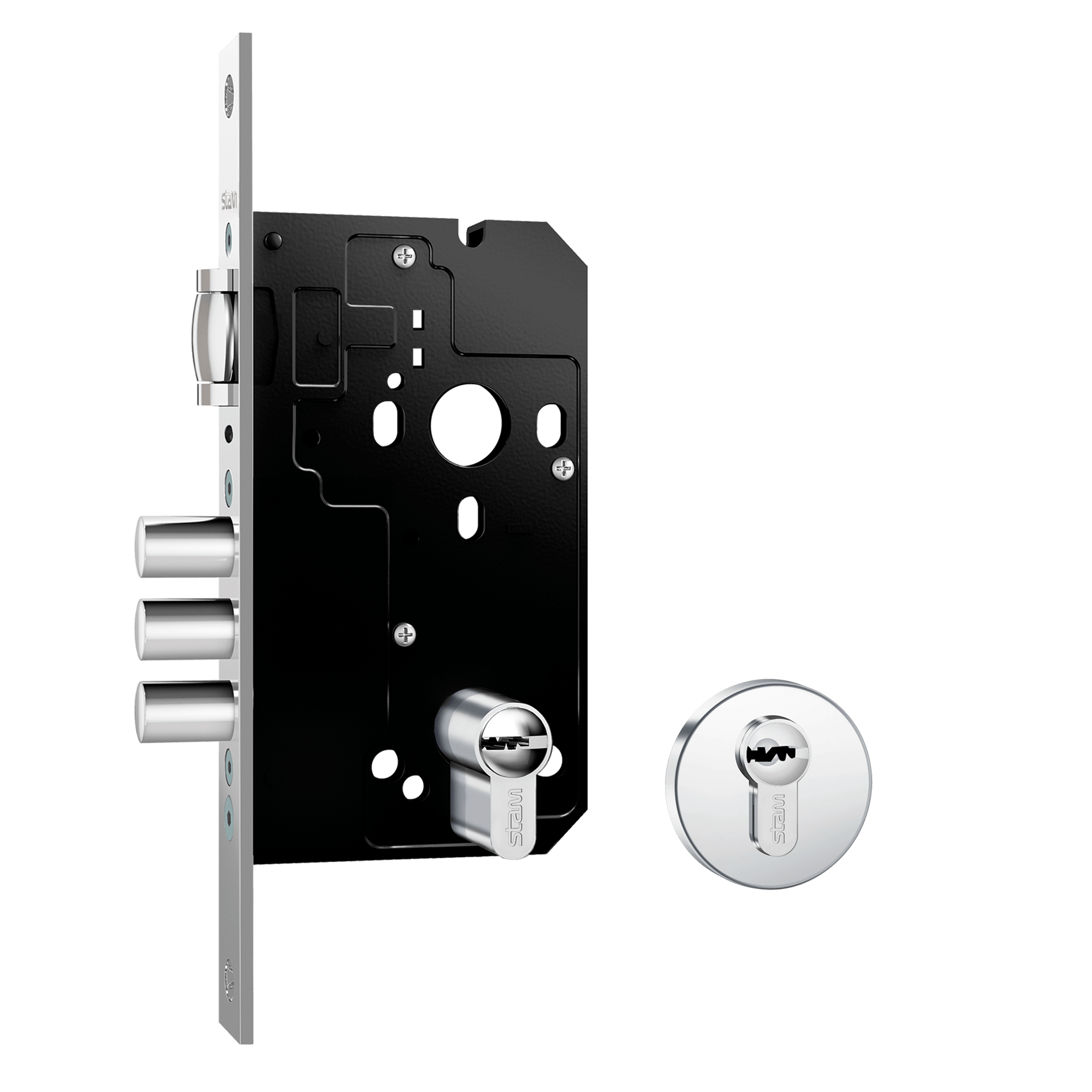 Fortinox 4100 - 3 Pinos - Multiponto - Trinco Rolete - Inox Polido - img01