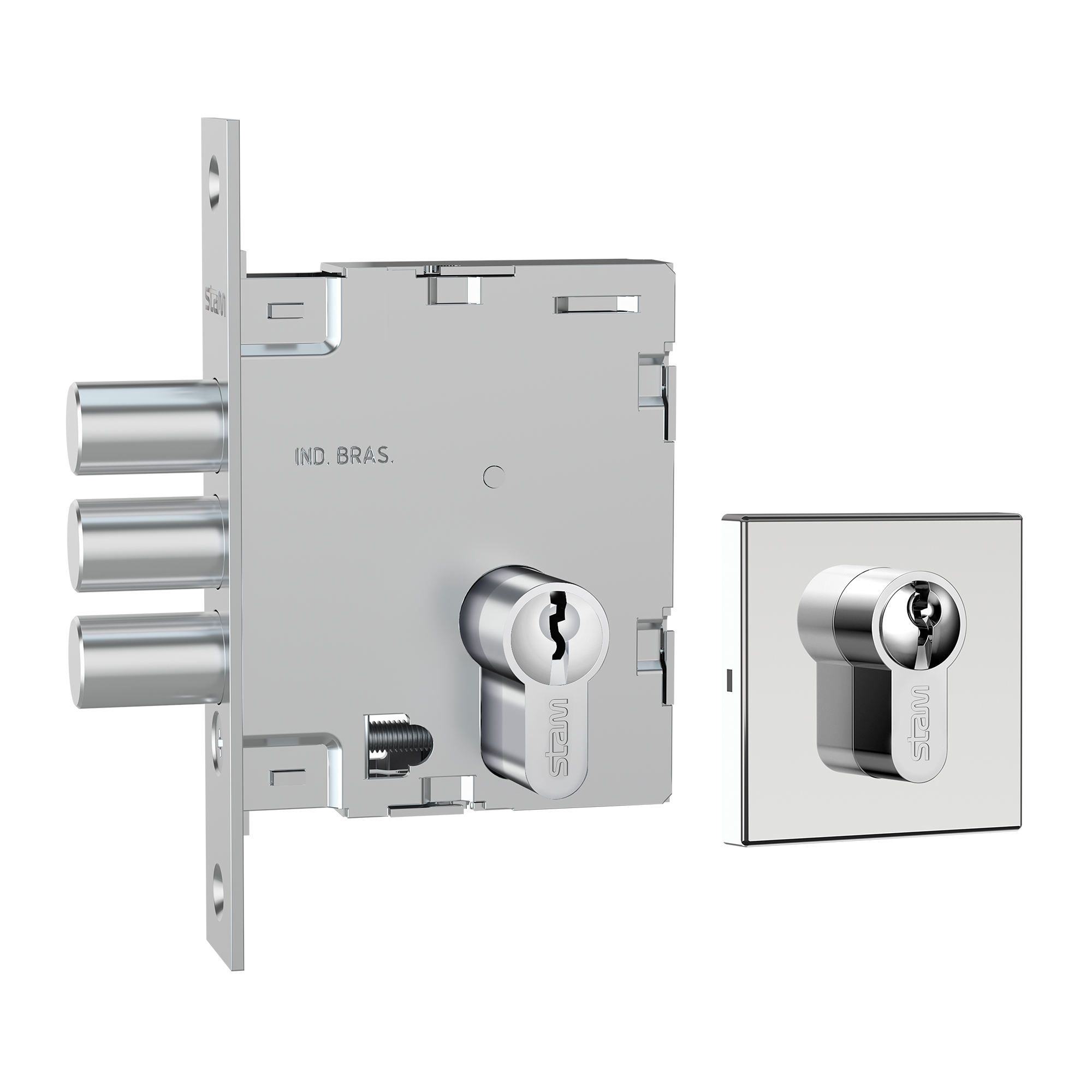 Fortinox Auxiliar - 3 Pinos - Inox Polido - Roseta Quadrada 2 - img01