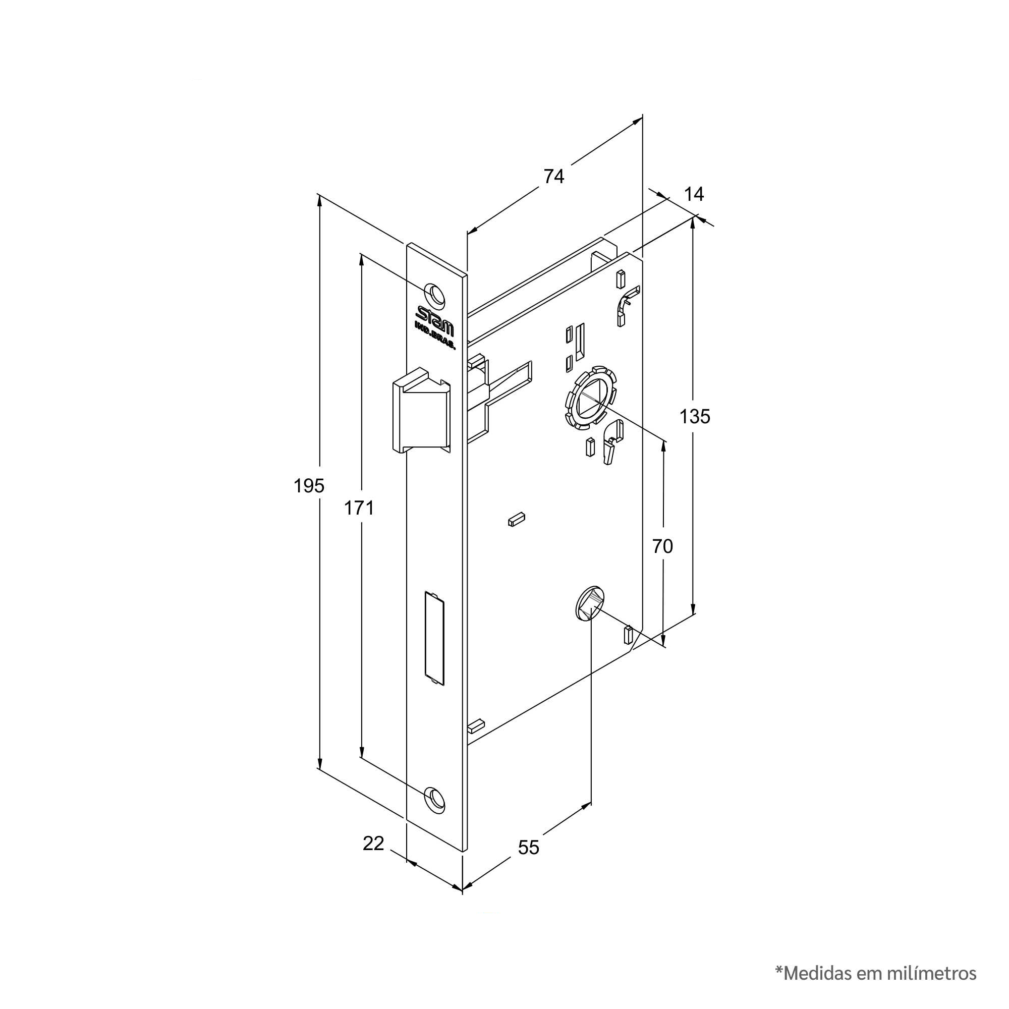 Desenho técnico - Máquina 55mm Inox Home - WC