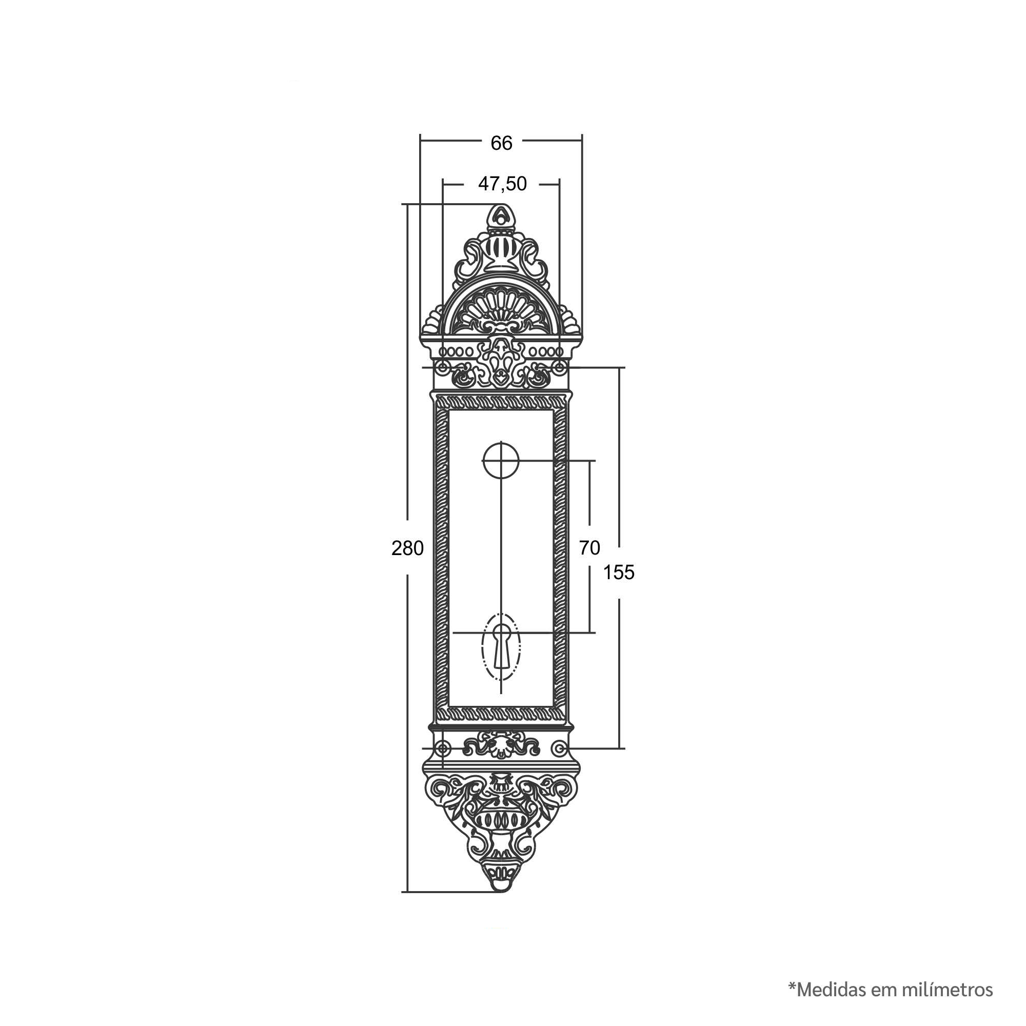 Desenho técnico - Espelho 1510 Colonial