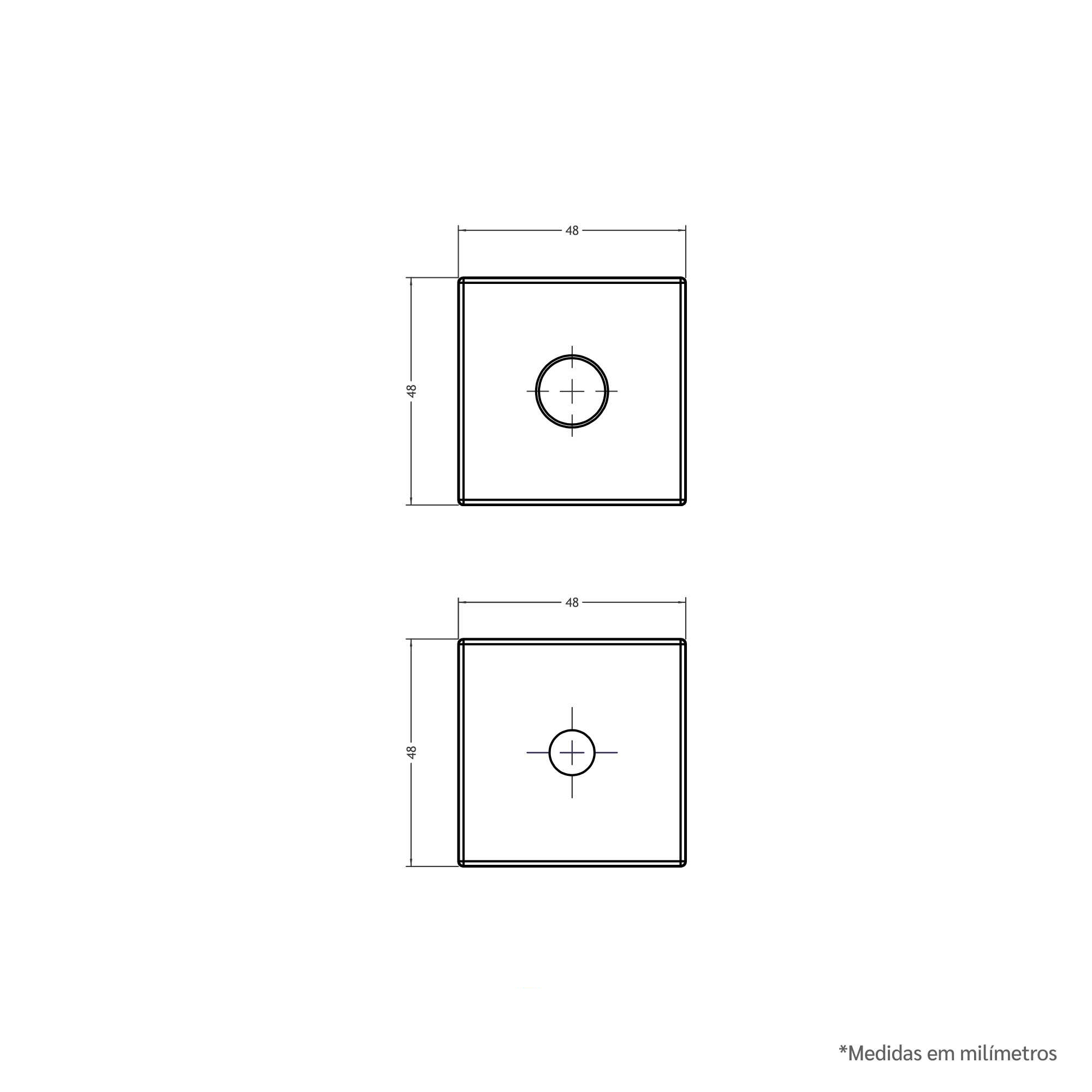 Desenho técnico - Roseta Quadrada 2 - WC