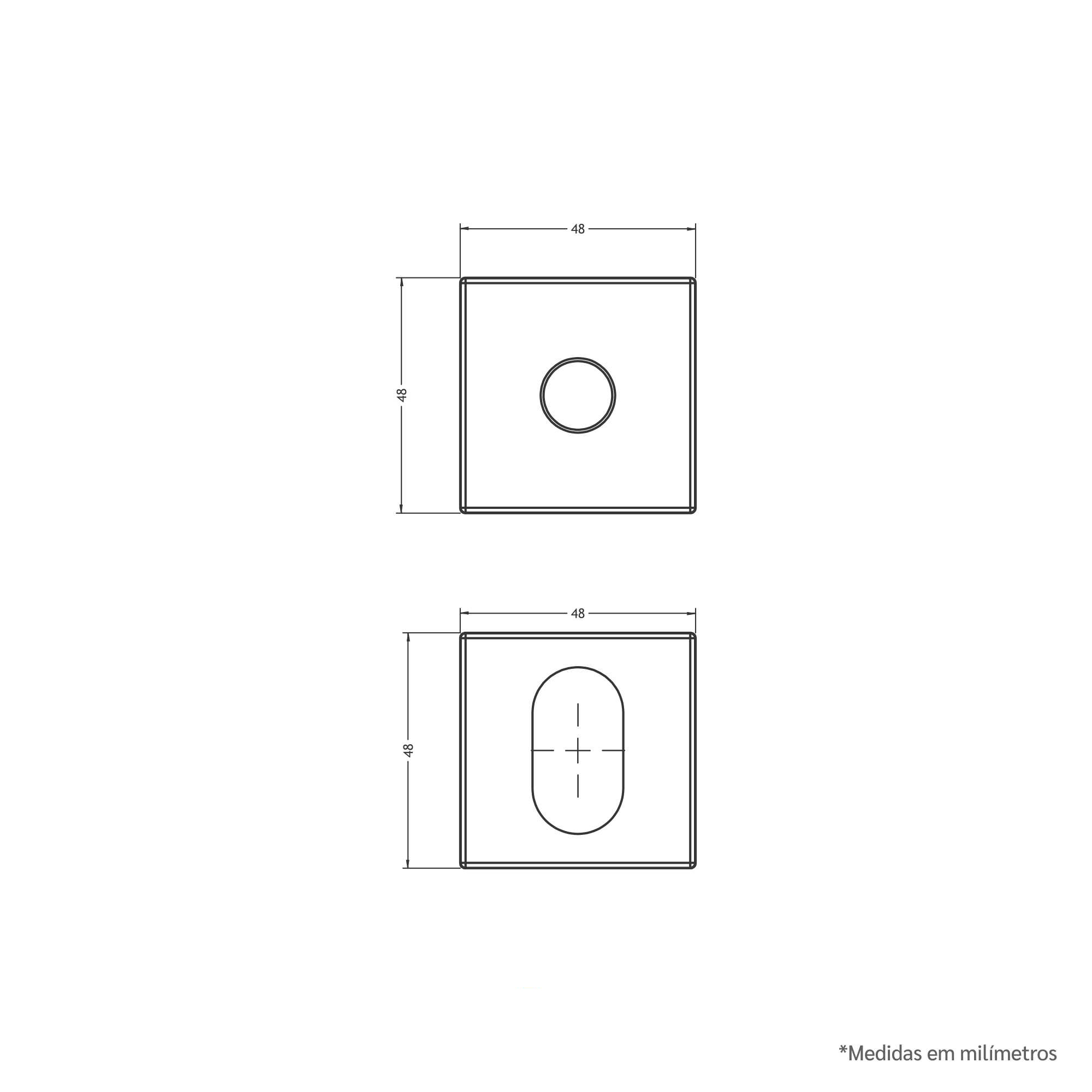 Desenho técnico - Roseta Quadrada 2 - Externa