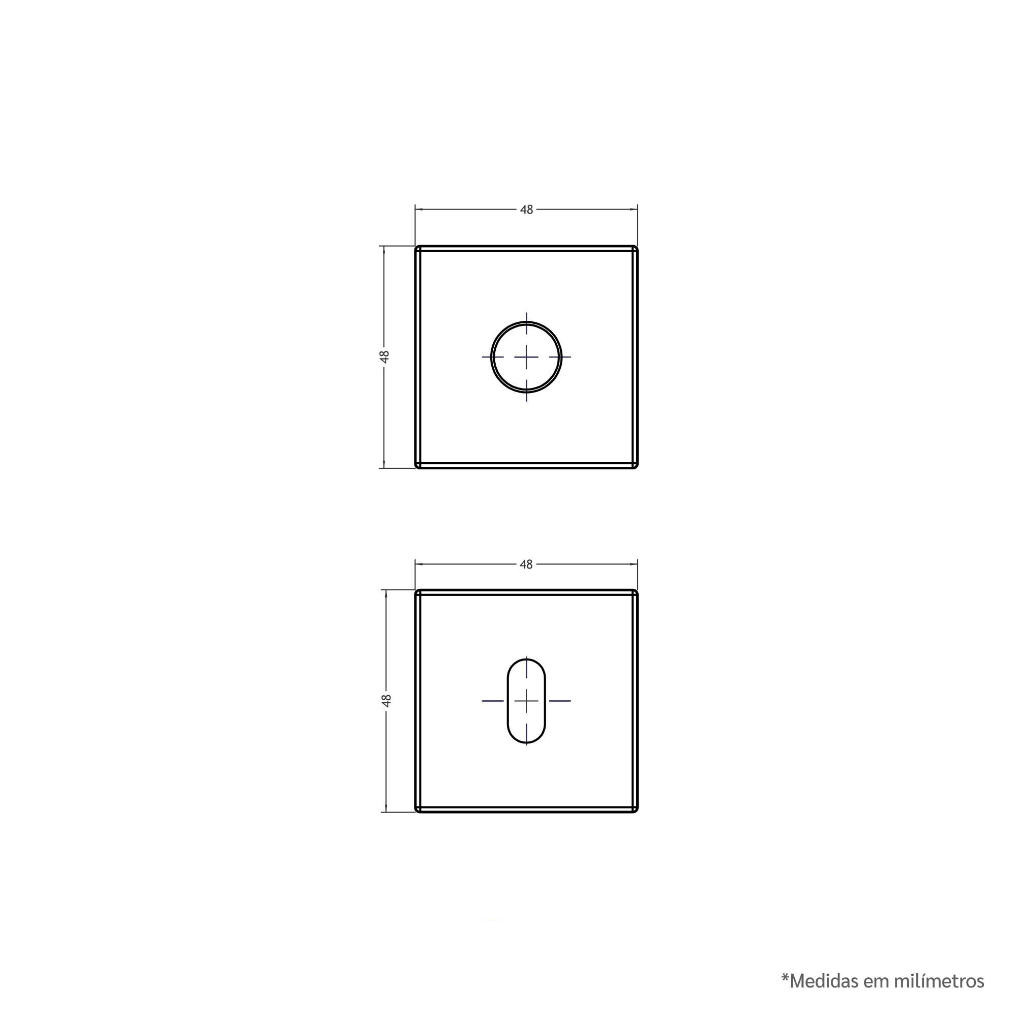 Desenho técnico - Roseta Quadrada 2 - Interna