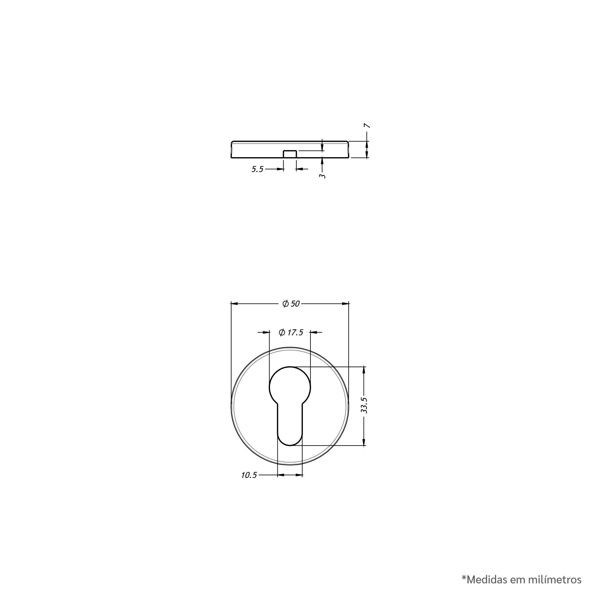 Desenho técnico - Roseta Redonda - Fortinox - Externa