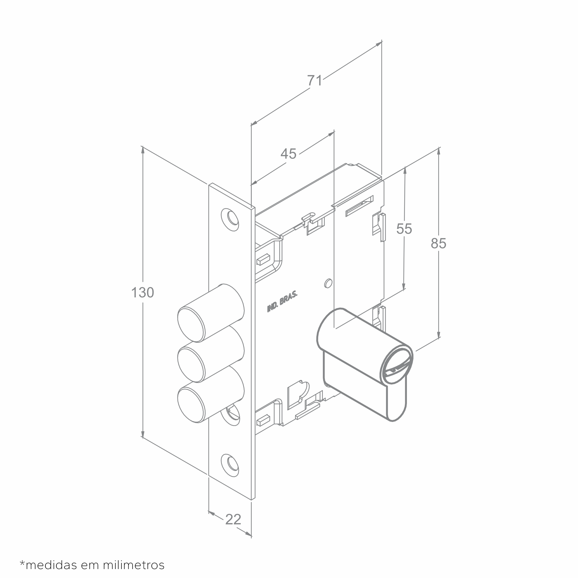 Desenho Técnico Fortinox Auxiliar 3 Pinos Multiponto